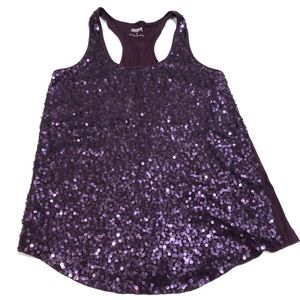 Express sequin razor back tank